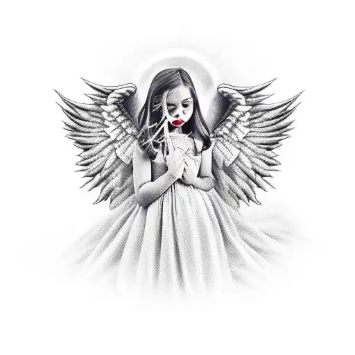 devile kissing angel tattoo design idea