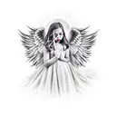 devile kissing angel tattoo design idea