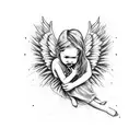 devile kissing angel tattoo design idea
