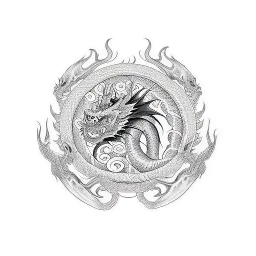 Dragon oriental para conectar con tigre oriental  tattoo design idea