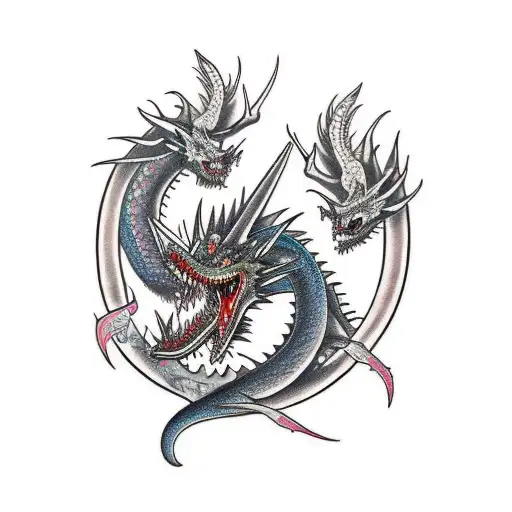 dragón oriental ascendiendo en blanco y negro tattoo design idea