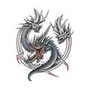 dragón oriental ascendiendo en blanco y negro tattoo design idea