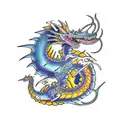 dragón oriental ascendiendo en blanco y negro tattoo design idea