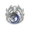 dragón oriental ascendiendo en blanco y negro tattoo design idea