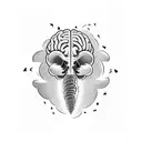 brain with dagger going through it and a medicine snake wrapped around the dagger tattoo design idea