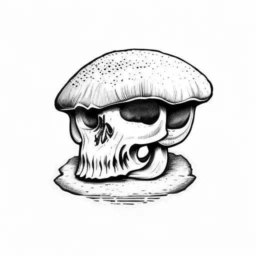 mushroom skull tattoo design idea