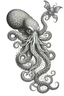 sacred geometry, psychedelic, octopus alien half sleeve tattoo design idea