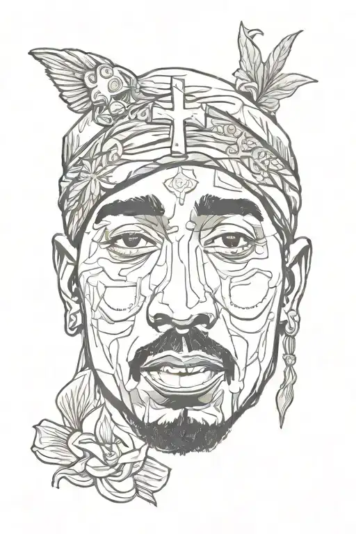Tupac cross  tattoo design idea