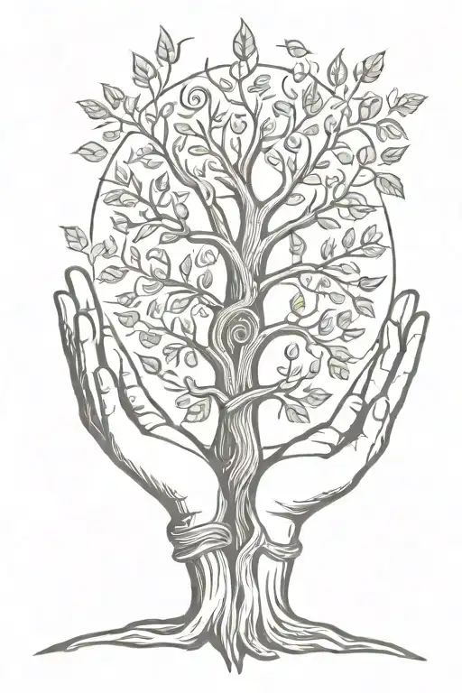 Tree of Life crossed hands giving hands tattoo design idea