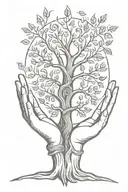 Tree of Life crossed hands giving hands tattoo design idea