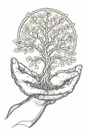 Tree of Life crossed hands giving hands tattoo design idea