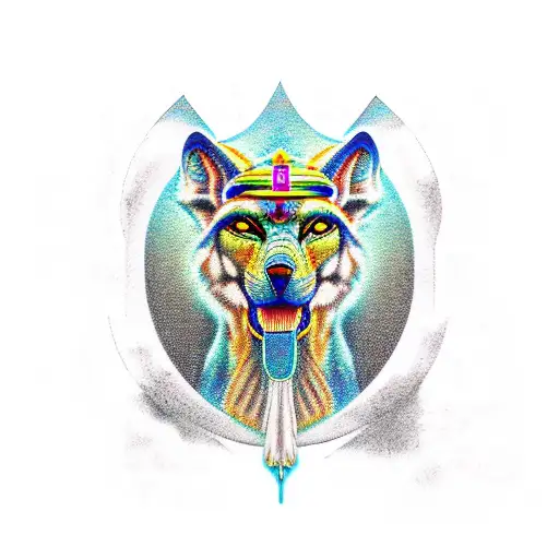 Pharoah wolf Arabic  tattoo design idea