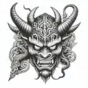 oni mask with snake tattoo tattoo design idea