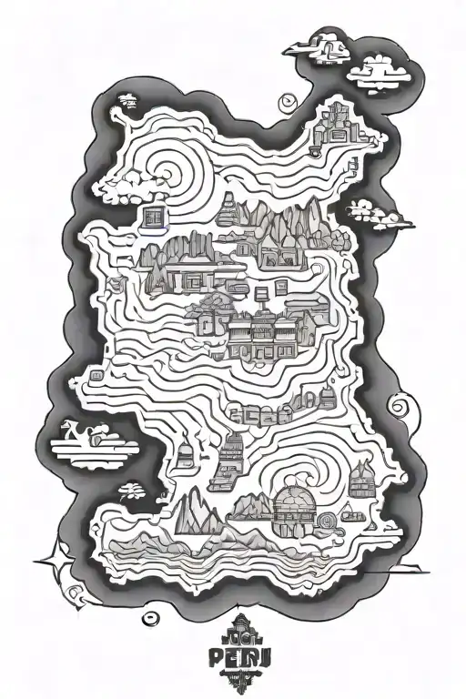 peru map outline tattoo design idea