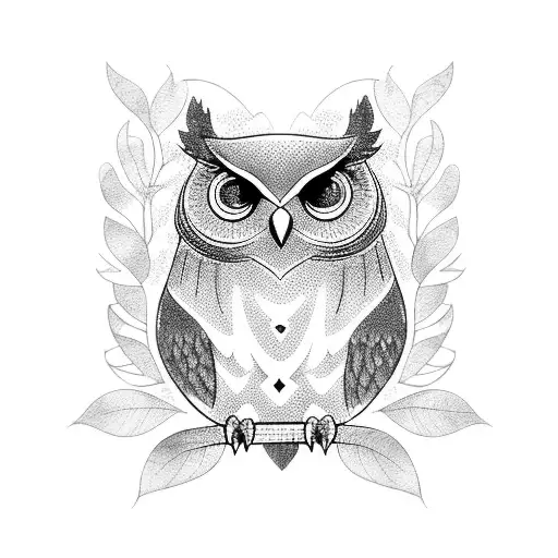 An owl on a branch  tattoo design idea