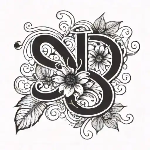 A unique design featuring intertwined initials 'C & R' in a stylized font with sunflower and ladybug accents tattoo design idea