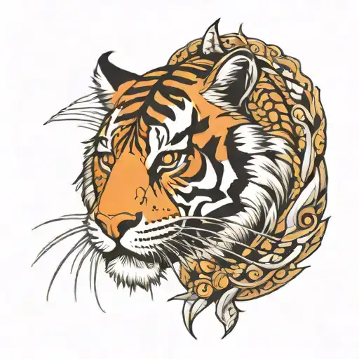 tiger with a spartan warrior soldier tattoo design idea