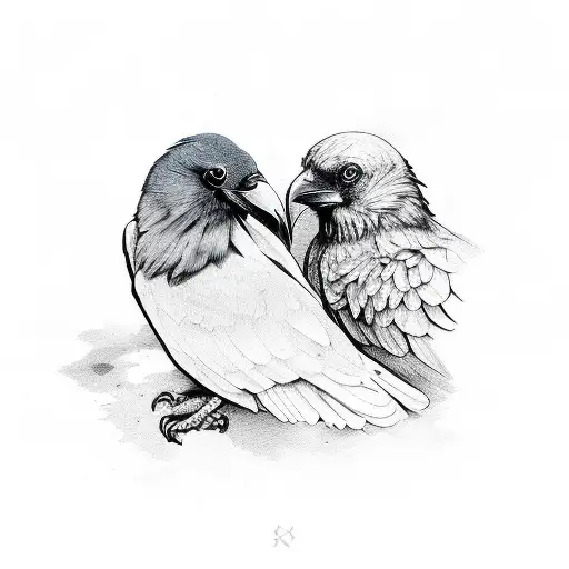 raven and dove tattoo design idea