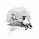 raven and dove tattoo design idea