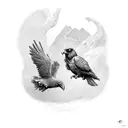 raven and dove tattoo design idea
