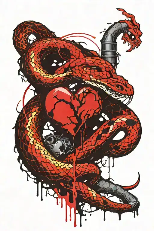 Snake shedding its skin + human heart tattoo design idea