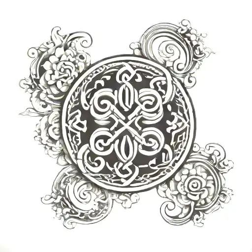 Generate Infinity tattoo with Buddhist elements incorporated tattoo design idea