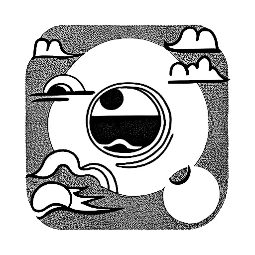 Sun and Moon with Waves tattoo design idea