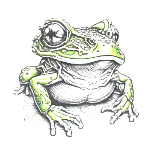 mechanical bullfrog tattoo design idea