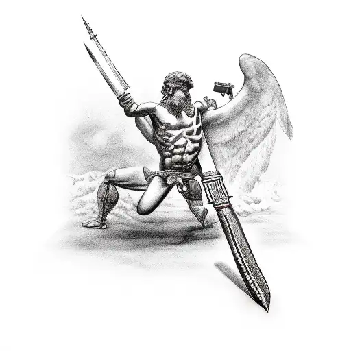 daedalus making weapons greek mythology tattoo design idea