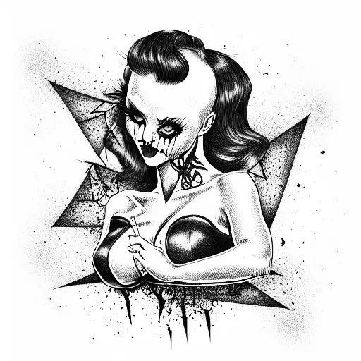 horror pinup girl  tattoo design idea