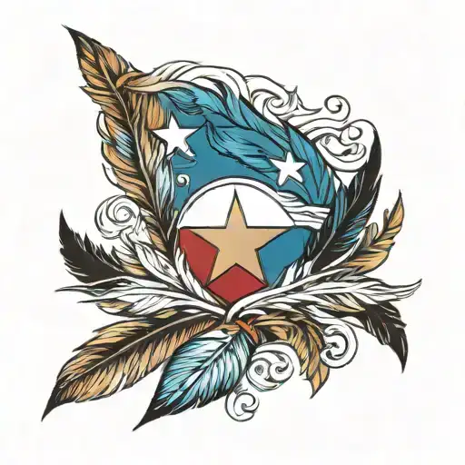 Texas Flag feather tattoo design idea
