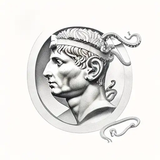 Caesar Augustus with a snake and the red numbers 2006  tattoo design idea