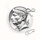 Caesar Augustus with a snake and the red numbers 2006  tattoo design idea