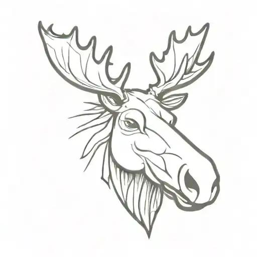 moose head with a smile tattoo design idea