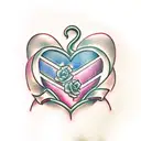 pink ribbon heart  tattoo design idea