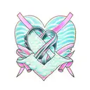 pink ribbon heart  tattoo design idea