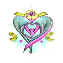 pink ribbon heart  tattoo design idea