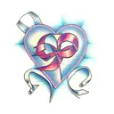 pink ribbon heart  tattoo design idea