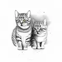 cat and killer tattoo design idea