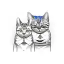 cat and killer tattoo design idea