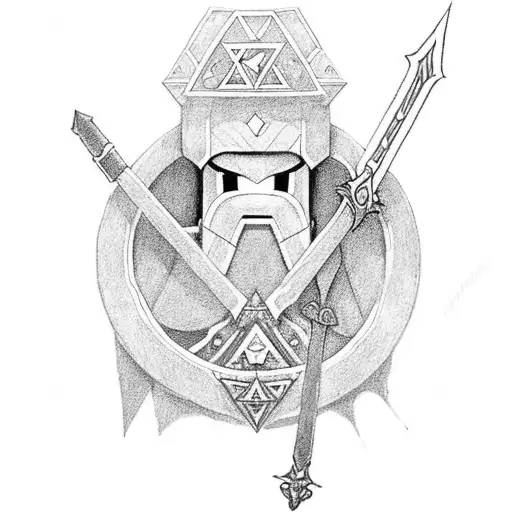 Finn from adventure time with the master sword from the legend of zelda tattoo design idea