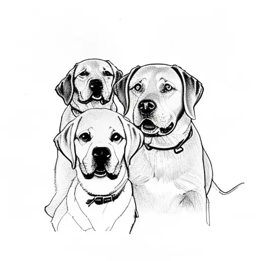 2 labrador retriever in water tattoo design idea