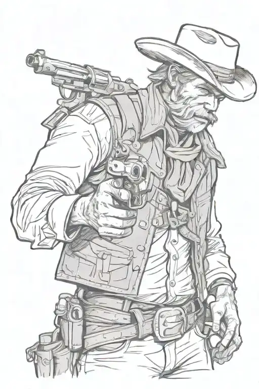 old time cowboy drawing his gun  tattoo design idea