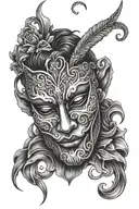 mask masculinity joy sadness tattoo design idea