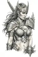 valkyrie warrior woman tattoo design idea