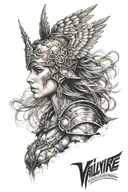 valkyrie warrior woman tattoo design idea