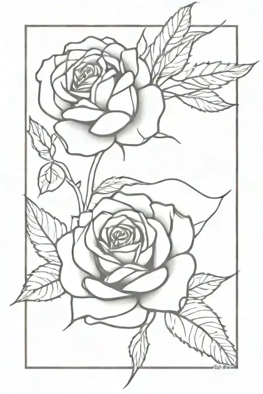 rose fine line art tattoo design idea