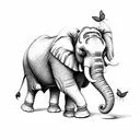 elephant sitting in sunflowers with a butterfly on its trunk tattoo design idea