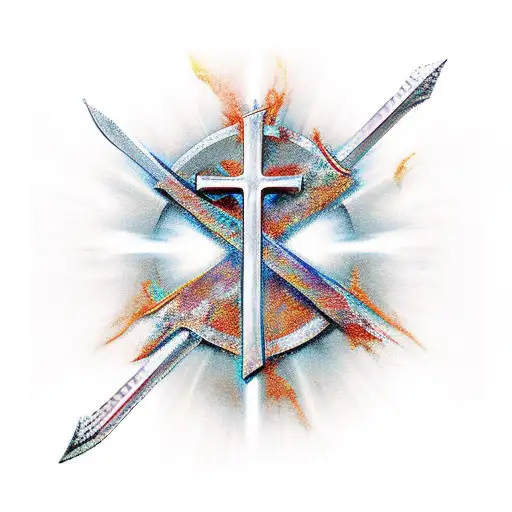 Christian Cross with long sword tattoo design idea
