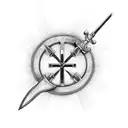 Christian Cross with long sword tattoo design idea